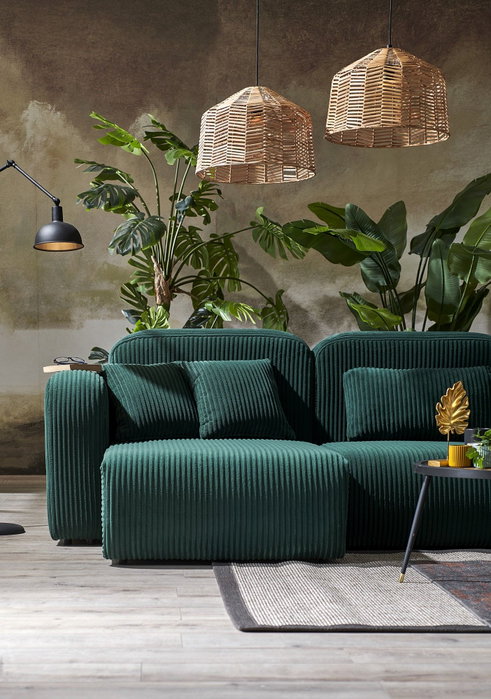 Atelier Del Sofa Kuba - Sofá Esquinero de Terciopelo Verde
